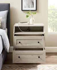 Curved Open Top 2 Drawer End Table with Usb