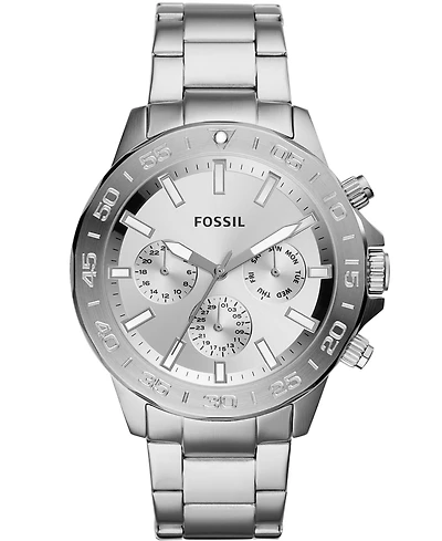 Fossil Men's Bannon Multifunction Stainless Steel Silver-Tone Bracelet Watch 45mm