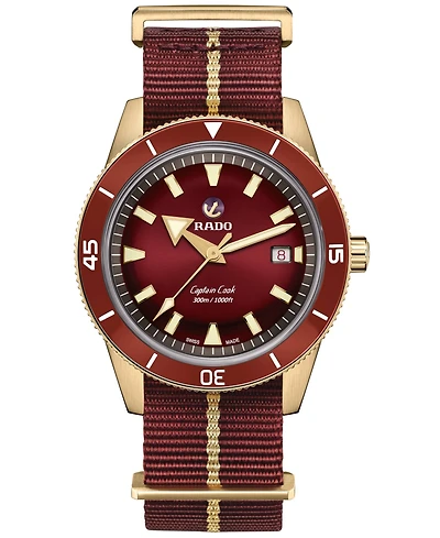 Rado Men's Swiss Automatic Captain Cook Red Nato Strap Watch 42mm