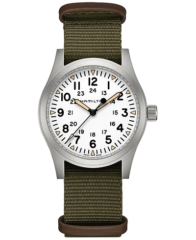 Hamilton Men's Swiss Khaki Field Green Textile Strap Watch 42mm