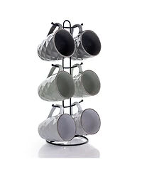Elama Diamond Waves Mug Set with Stand, 6 Pieces