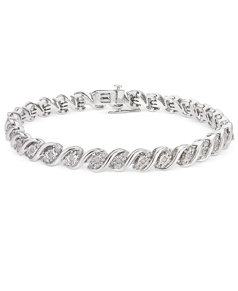 Diamond Twist Bracelet (1 ct. t.w.) in Sterling Silver