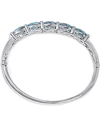 Blue Topaz (14 ct. t.w.) & Diamond (1/8 ct. t.w.) Bangle Bracelet in Sterling Silver