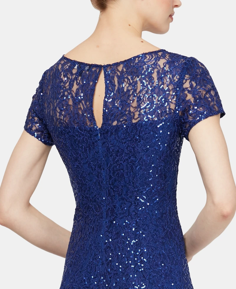Sl Fashions Sequined Lace Midi Dress