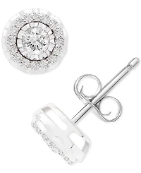 Diamond Halo Stud Earrings (1/4 ct. t.w.) in 10k White Gold