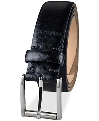 Calvin Klein Men's Textured Leather Roller Bar Buckle Belt