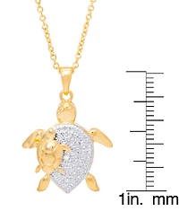Diamond Accent Turtle Pendant 18" Necklace in Gold Plate