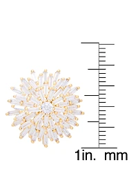 Cubic Zirconia Sun Stud Earrings in Gold Plate