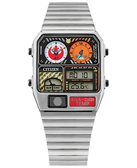 Star Wars by Citizen Rebel Pilot Analog-Digital Silver-Tone Stainless Steel Bracelet Watch 33mm