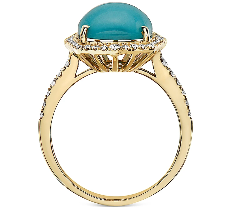 Effy Turquoise & Diamond (3/8 ct. t.w.) Halo Ring in 14k Gold