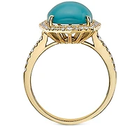 Effy Turquoise & Diamond (3/8 ct. t.w.) Halo Ring in 14k Gold
