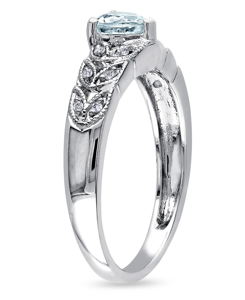 Aquamarine (1/3 ct. t.w.) and Diamond Accent (1/20 Sterling Silver, Vintage Like Heart Ring