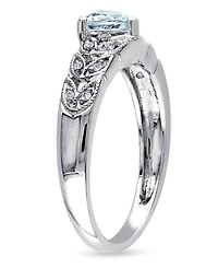 Aquamarine (1/3 ct. t.w.) and Diamond Accent (1/20 Sterling Silver, Vintage Like Heart Ring