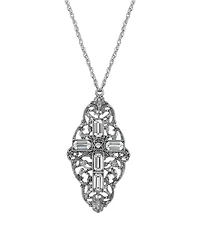 Pewter Crystal Cross Necklace