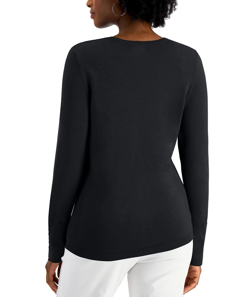 Jm Collection Petite Rivet-Detail Sweater, Created for Macy's