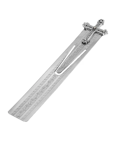Silver-Tone and Crystal Cross Large Bookmark
