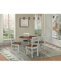 42" Dual Drop Leaf Pedestal Dining Table with 4 Madrid Ladderback Chairs, 5 Piece Dining Set