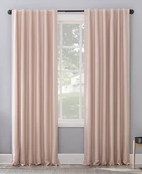 Evelina Faux Dupioni Silk Thermal Extreme 100% Blackout Back Tab Curtain Panel