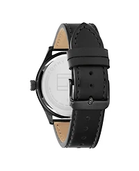 Tommy Hilfiger Men's Black Leather Strap Watch 38mm