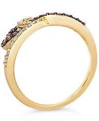 Le Vian Chocolate Diamond (1/4 ct. t.w.) & Nude Diamond (1/4 ct. t.w.) Interlocking Heart Ring in 14k Rose, Yellow or White Gold