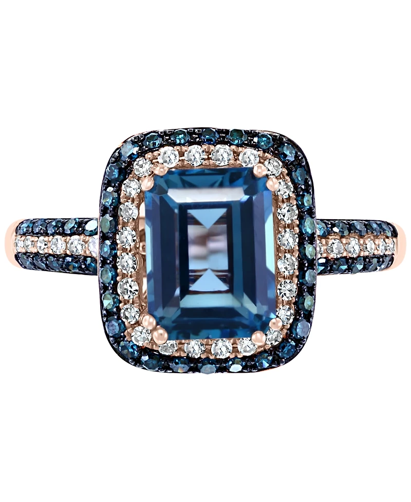 Effy London Blue Topaz (2-1/5 ct. t.w.) & Diamond (1/2 ct. t.w.) Statement Ring in 14k Rose Gold
