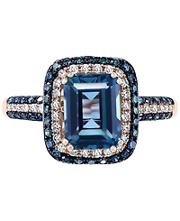 Effy London Blue Topaz (2-1/5 ct. t.w.) & Diamond (1/2 ct. t.w.) Statement Ring in 14k Rose Gold