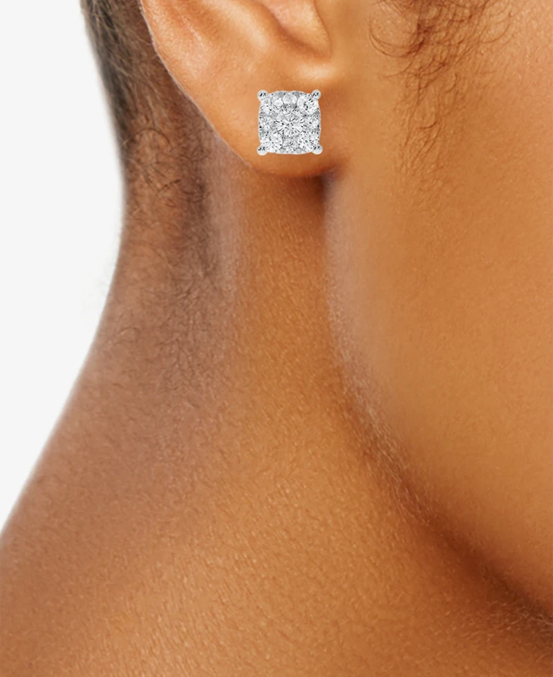 Diamond Square Cluster Stud Earrings (2 ct. t.w.)