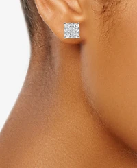 Diamond Square Cluster Stud Earrings (2 ct. t.w.)