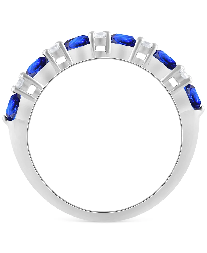 Sapphire (1-1/2 ct. t.w.) & Diamond (1/3 Stacking Band 14k White Gold (Also Emerald Ruby)