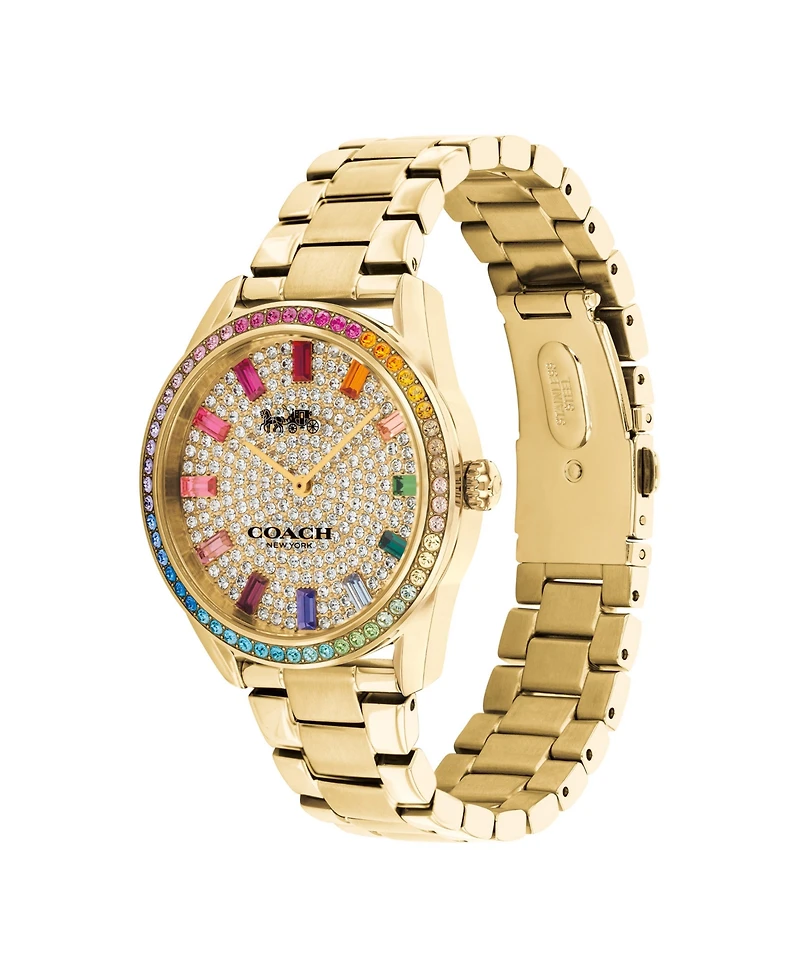 Coach Women's Preston Rainbow Gold-Tone Bracelet Watch 36mm