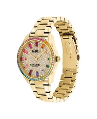 Coach Women's Preston Rainbow Gold-Tone Bracelet Watch 36mm