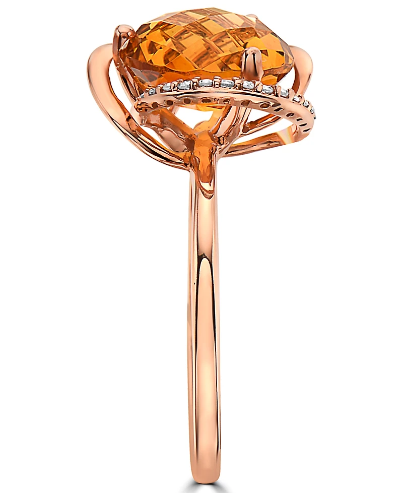 Effy Citrine (3-1/6 ct. t.w.) & Diamond (1/20 ct. t.w.) Statement Ring in 14k Rose Gold