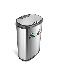Ninestars 13 Gallon Automatic Kitchen Trash Can, Motion Sensor Touchless 50L Large Stainless Steel Garbage Bin Dual Compartment