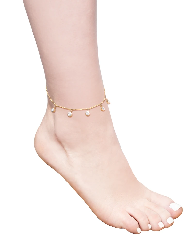 Wrapped Diamond Dangling Bezel Ankle Bracelet (1/10 ct. t.w.) in 10k Gold, Created for Macy's