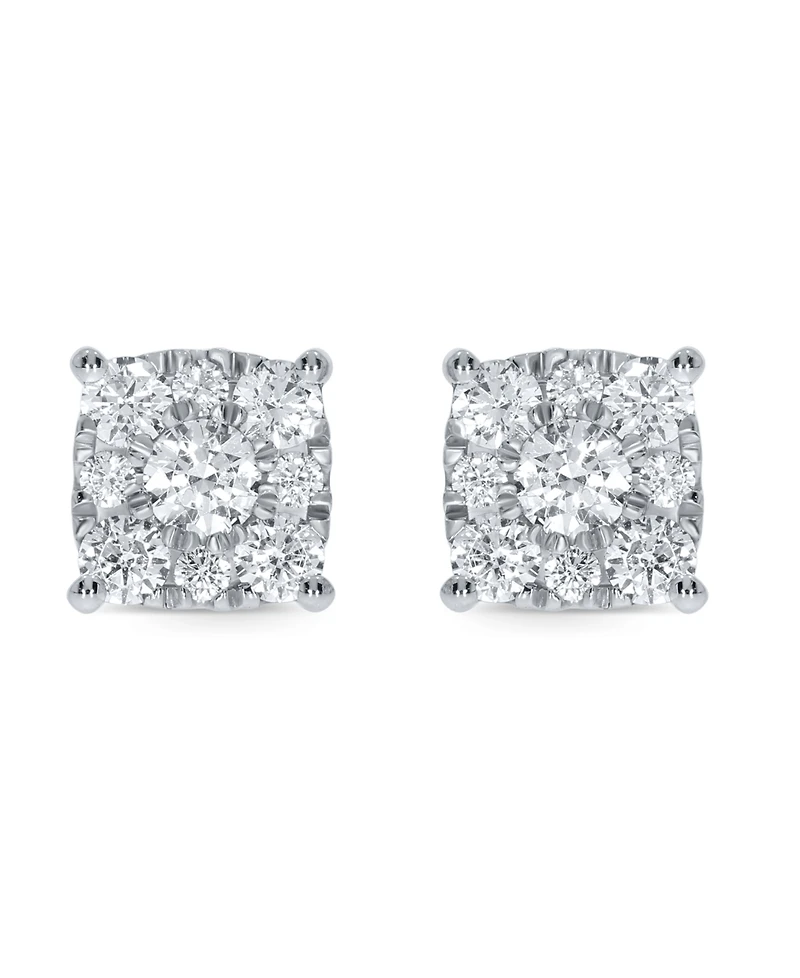 Diamond Square Cluster Stud Earrings (2 ct. t.w.)