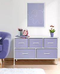 Sorbus 5 Drawers Dresser- Storage Unit with Steel Frame, Wood Top, Fabric Bins - for Bedroom, Closet, Office and more