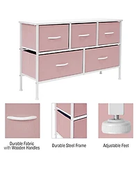 Sorbus 5 Drawers Dresser- Storage Unit with Steel Frame, Wood Top, Fabric Bins - for Bedroom, Closet, Office and more