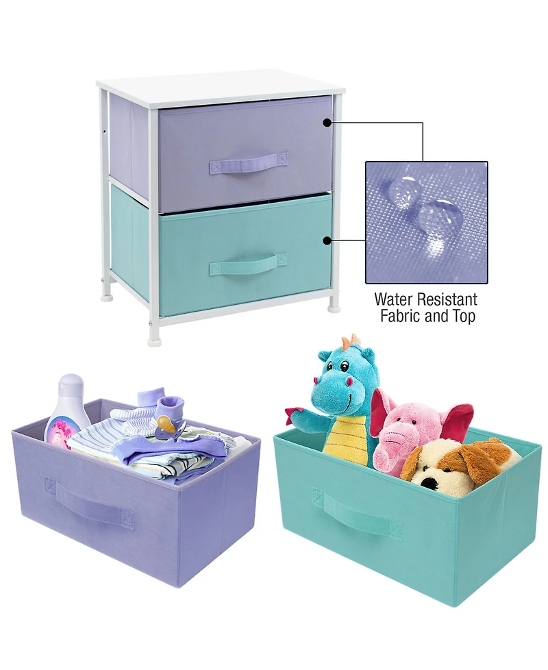 Sorbus Nightstand with 2 Drawers - Steel Frame, Wood Top & Easy Pull Fabric Bins Great for Home, Bedroom