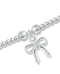 Bead Bow Charm Bracelet in Silver Plate