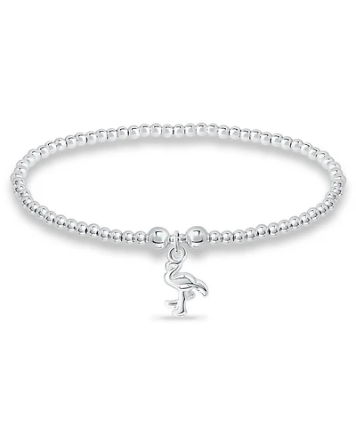 Bead Flamingo Charm Bracelet in Silver Plate