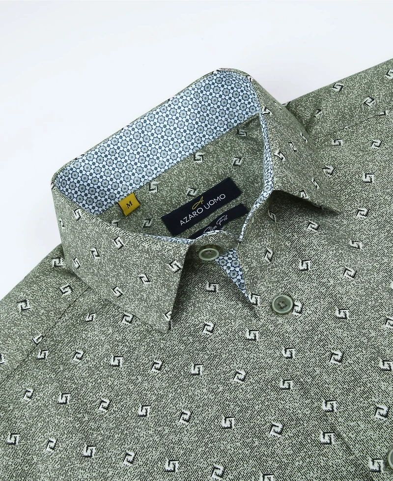 Men's Slim Fit Business Nautical Button Down Dress Shirt