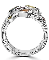 Effy Multi-Gemstone (1-3/4 ct. t.w.) & Diamond (1/10 ct. t.w.) Multirow Ring in Sterling Silver
