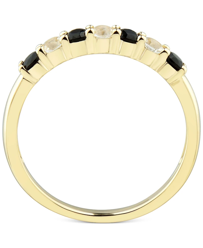 Onyx & White Topaz (1/4 ct. t.w.) Stack Ring in 14k Gold