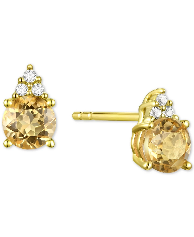 Gemstone & Diamond Accent Stud Earrings