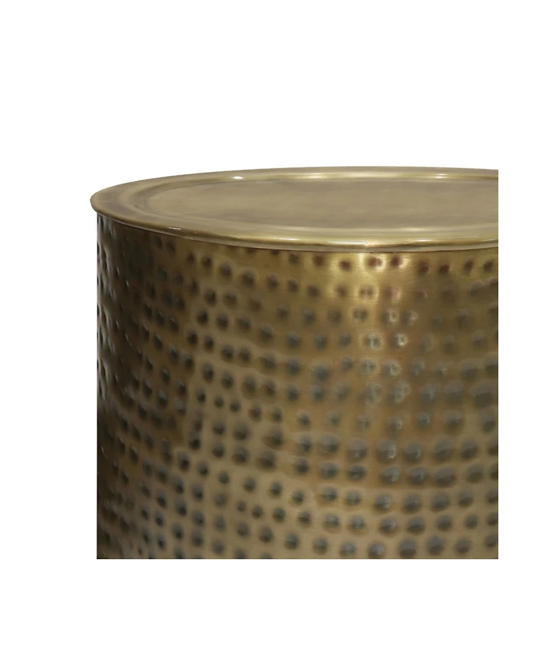 Simpli Home Corbin 16.1" Antique Gold Iron Wide Industrial Metal Side Table