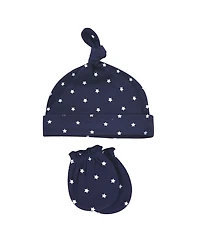 Hudson Baby Boys Essential 8-Piece Set Knotted Beanie Hats and Anti-Scratch Mitts