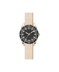 Jones New York Women's Genuine Diamond Black Dial and Rose Gold-Tone Expansion Metal Bracelet Analog Watch 34mm