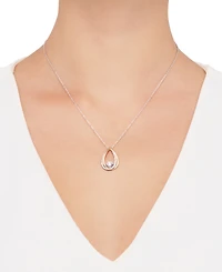 Cubic Zirconia Teardop 18" Pendant Necklace in Sterling Silver & 14k Gold-Plate