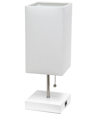 Simple Designs Petite Stick Lamp with Usb Charging Port and Shade