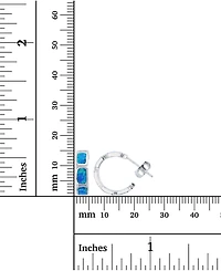 Lab-Created Blue Opal Inlay Brick Small Hoop Earrings in Sterling Silver, 0.6"